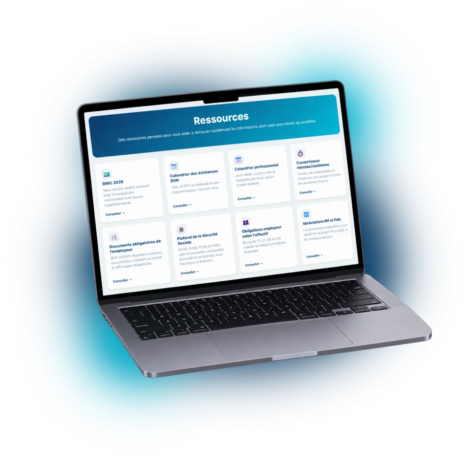 Aperçu de la page Ressources WeAreRH sur ordinateur portable